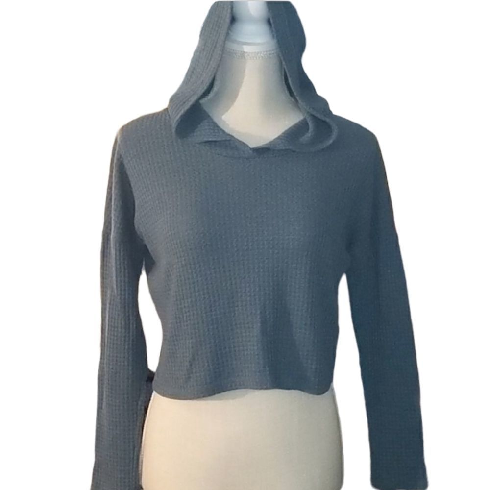 Paper Crane women's cropped‎ waffle thermal hoodie size xs